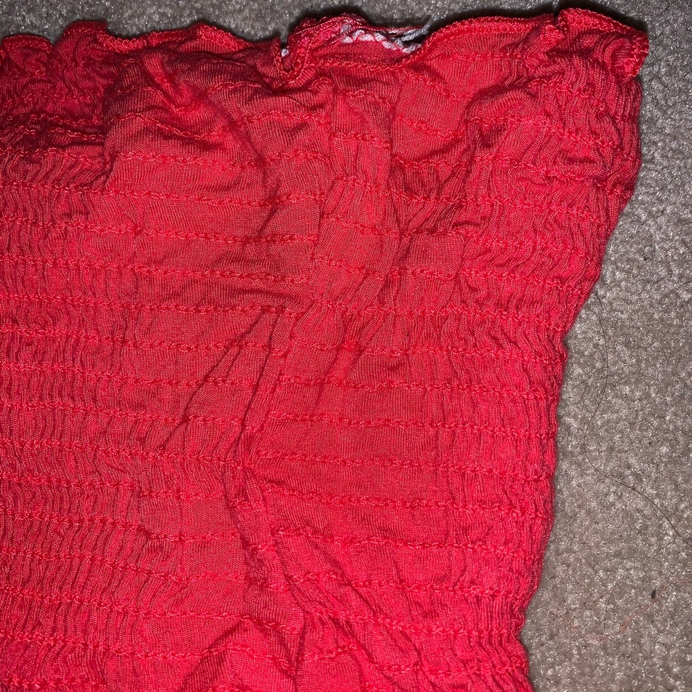 Red Ruffle Tube Top - Picture 3 of 3